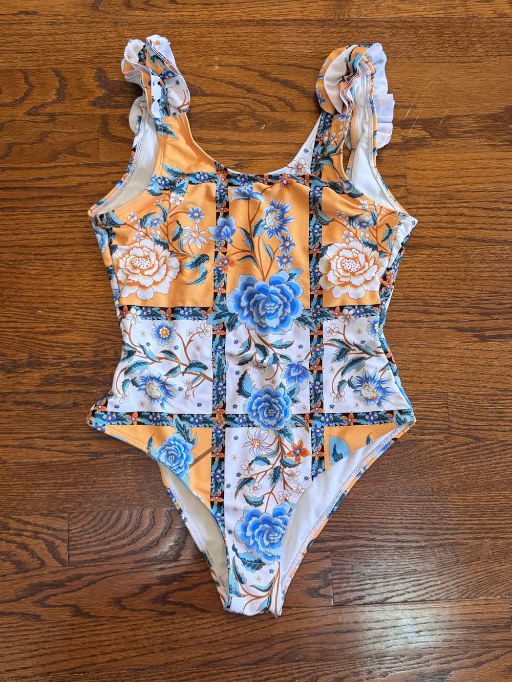 ZAFUL Women’s Floral Ruffle Lined One-Piece Swimsuit Small